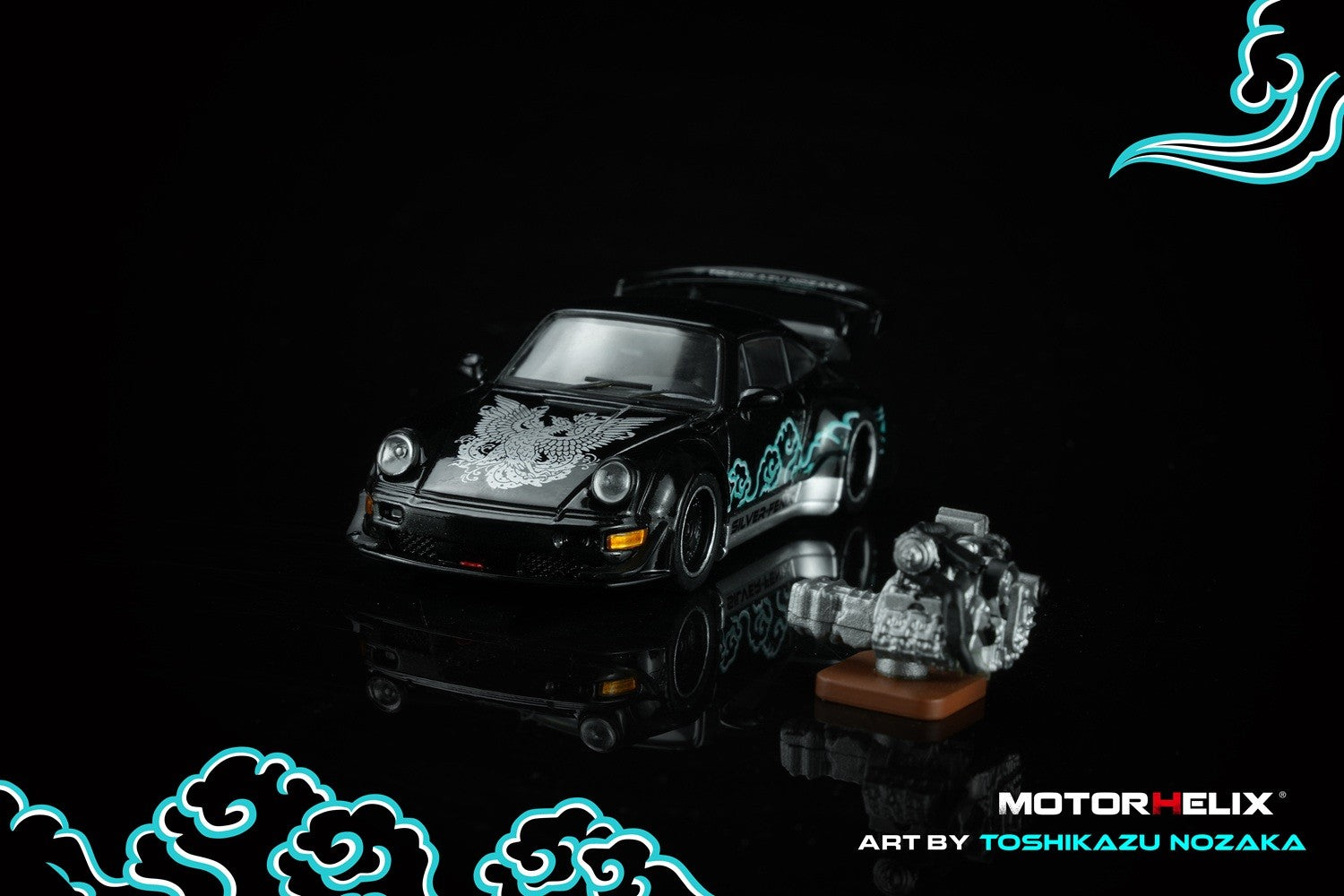(PRE-ORDER 2026) Motorhelix 1/64 - RWB 964 Black SILVER-FENIX (M6210)