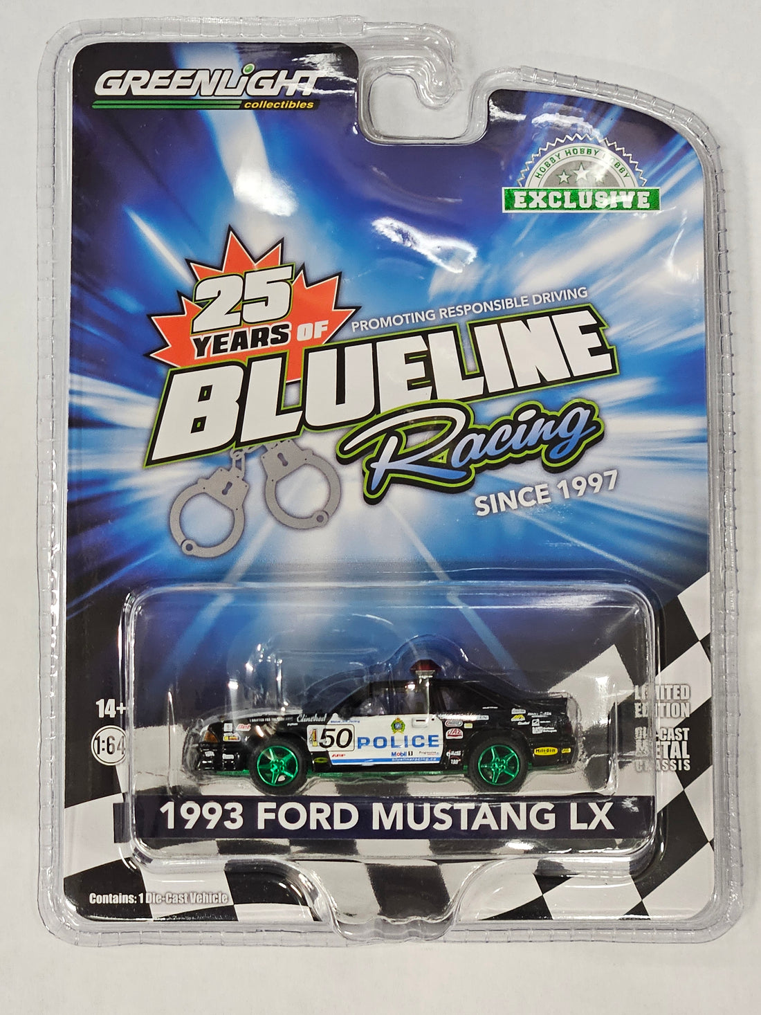 CHASE GREEN MACHINE-1993 Ford Mustang LX Police Edmonton "Blue Line Racing 25 Year"