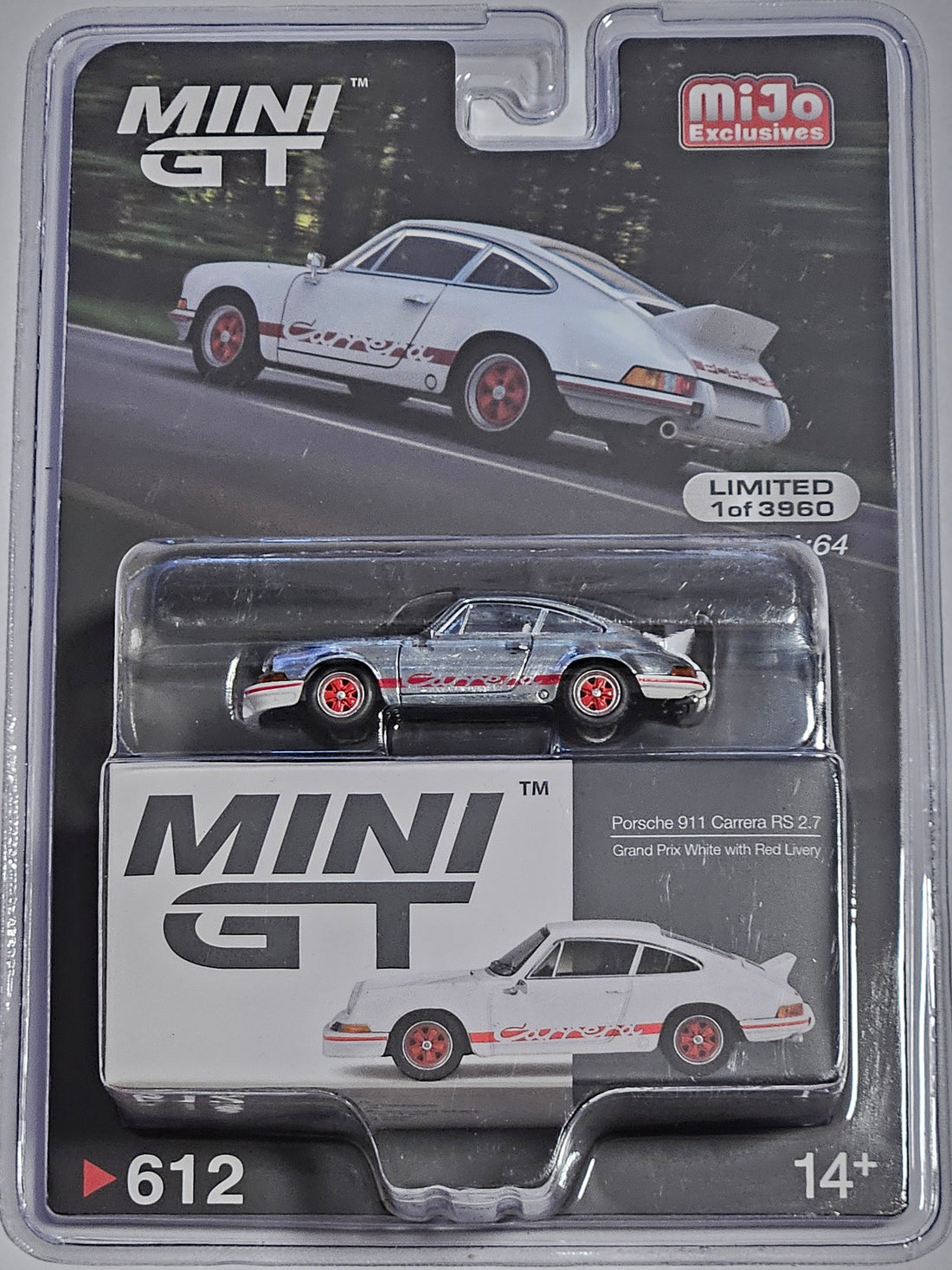 Chase Car-Porsche 911 Carrera RS 2.7 Grand Prix White w/Red Livery MGT00612-CHASE