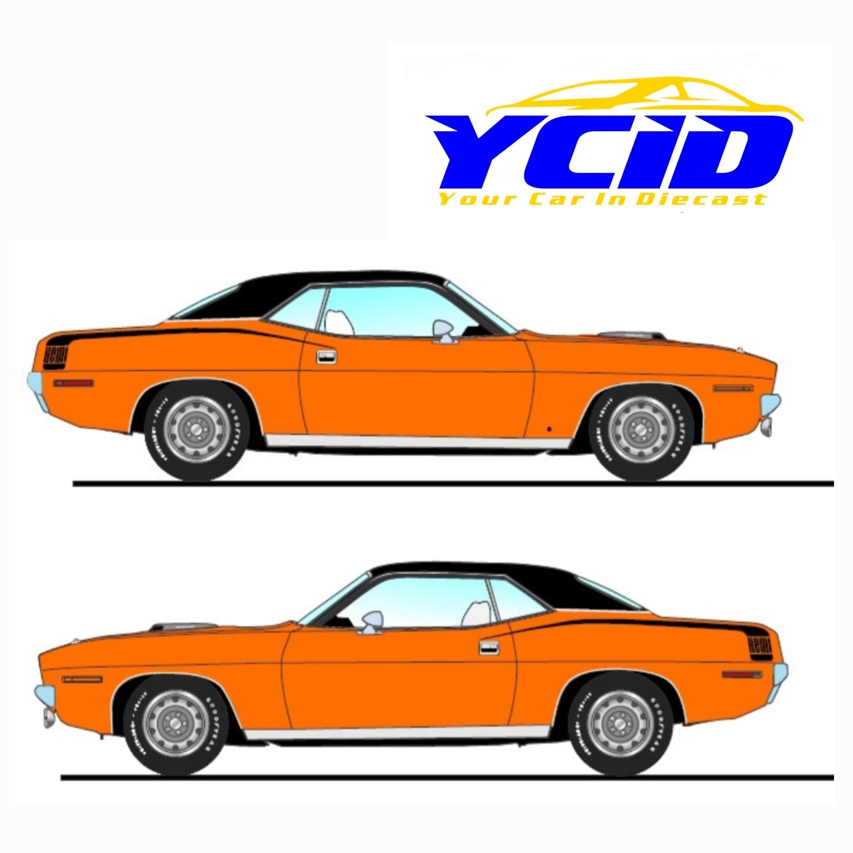 1970 Hemi Cuda, Vitamin C Orange w/ Black Vinyl Top (Limitée à 72 unités seulement-Limited to 72 units only)