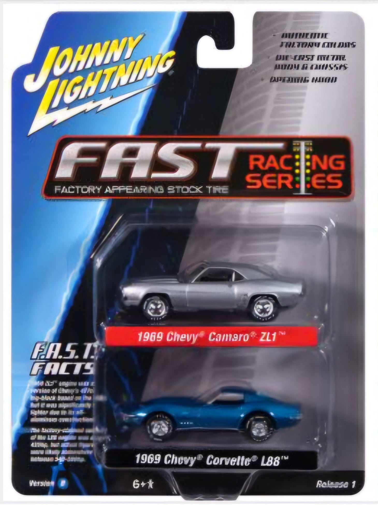 Johnny Lightning Duo-Pack 2025 Release 1- Set-B , F.A.S.T. Series, 1969 Chevrolet ZL1 Camaro &amp; 1969 Corvette L88