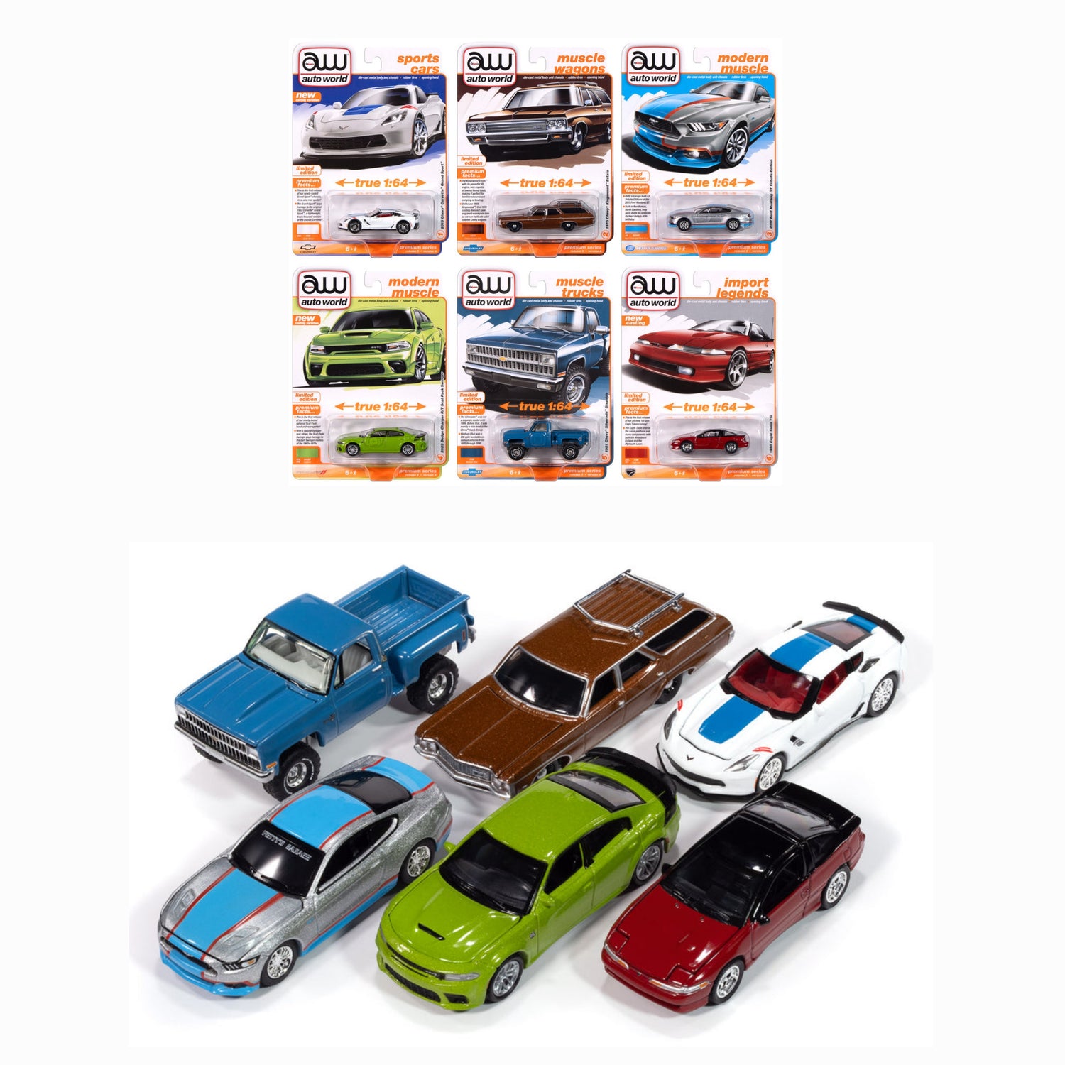 Ensemble-Set, Auto World 1:64 Premium 2024 Release 3 Version A Set (AW64452/24A)