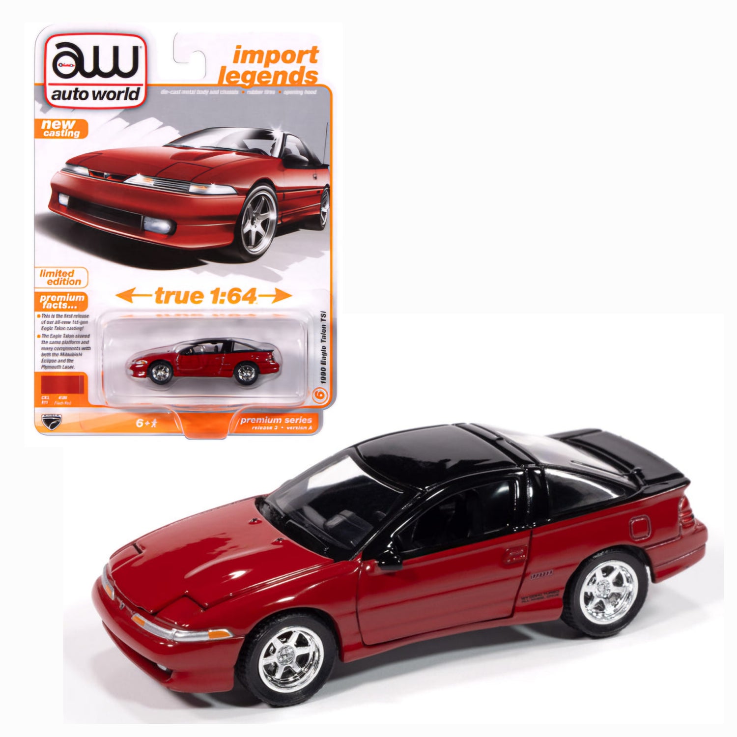 1990 Eagle Talon TSi in Flash Red with Gloss Black Roof and Trunk - AWSP180/24A