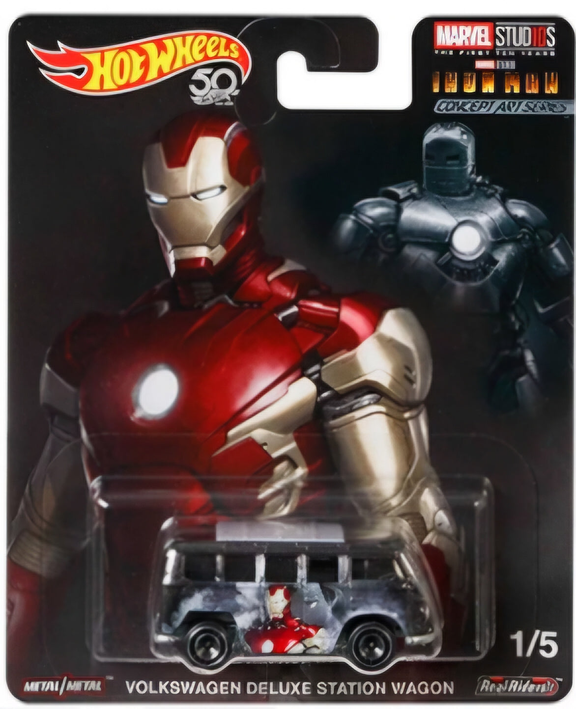 Hot Wheels, 2018, Pop Culture "R" Marvel 10th Anniversary Studio. 1/5, Volkswagen Deluxe Station Wagon, Iron Man (FKY39)