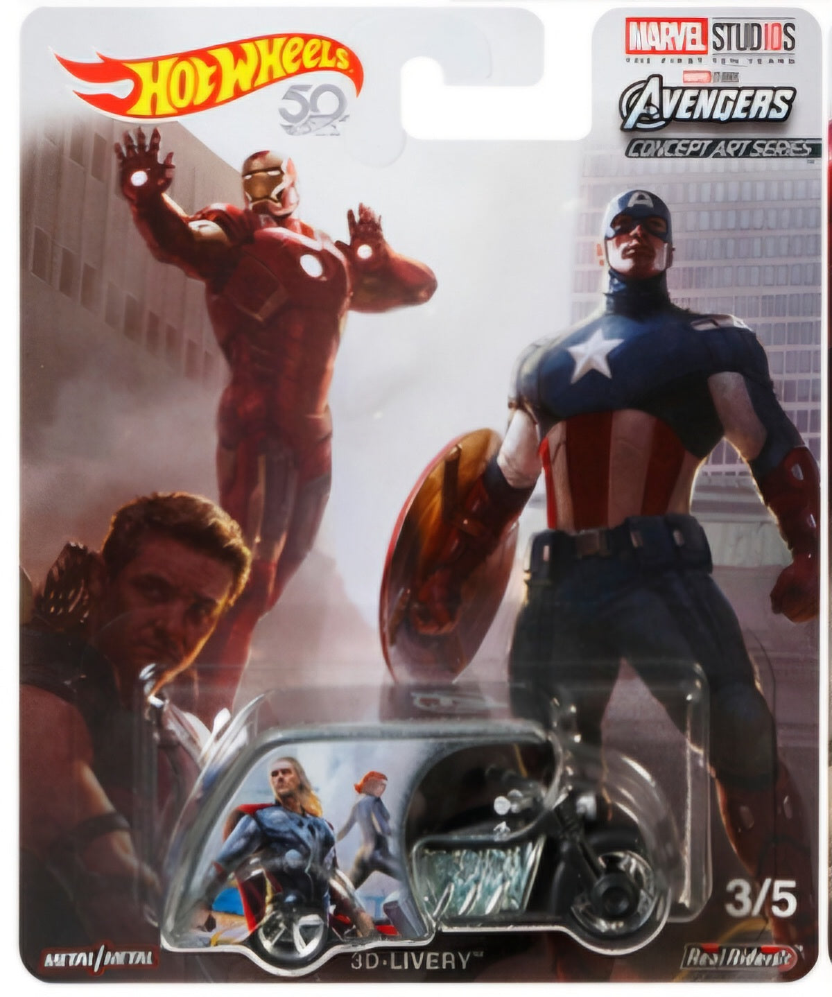 Hot Wheels, 2018, Pop Culture "R" Marvel 10th Anniversary Studio, 3/5, 3D-Livery, Avengers (FKY36)