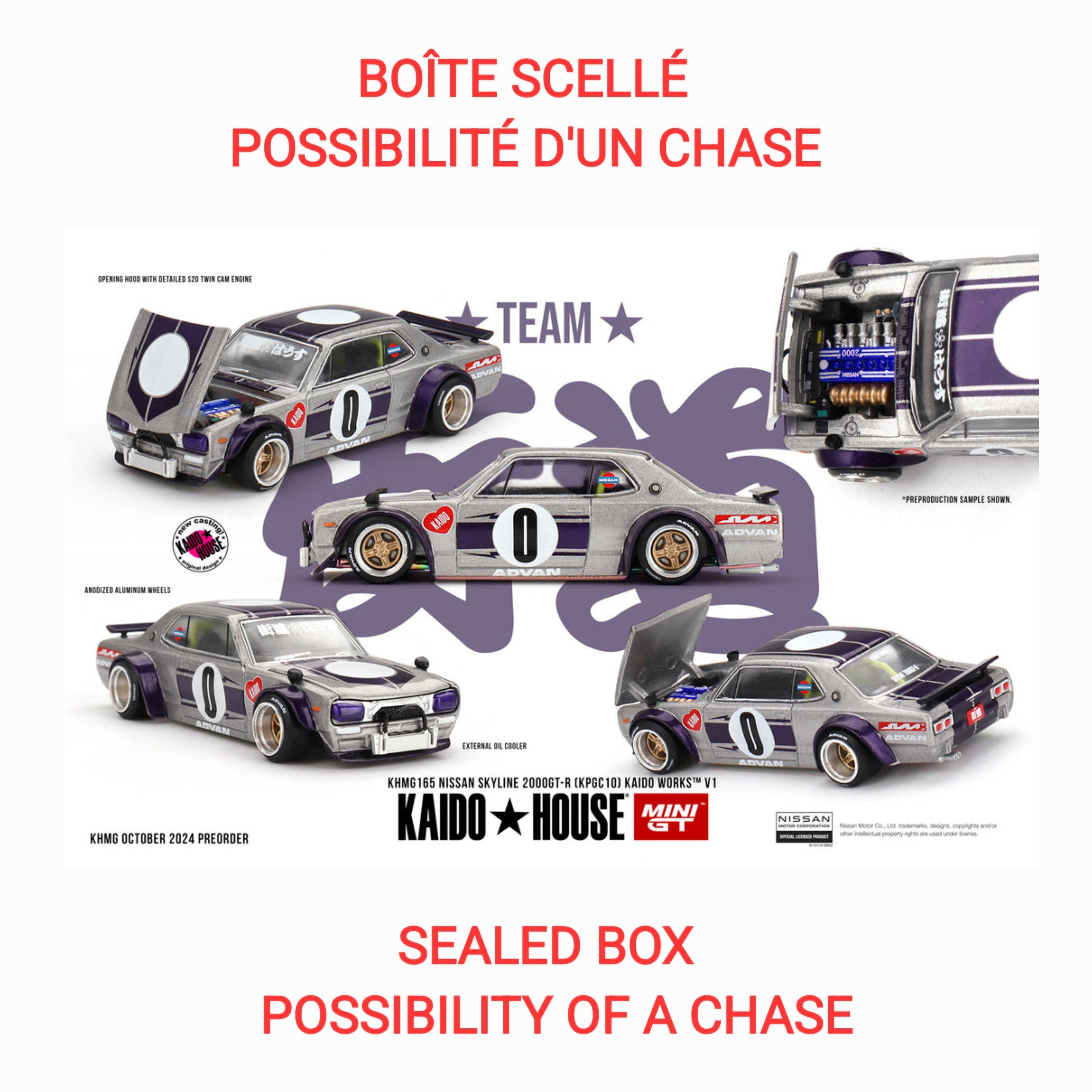 Kaido House x Mini GT - Nissan Skyline GT-R (KPGC10) Kaido Works V1 – Silver (KHMG165)
