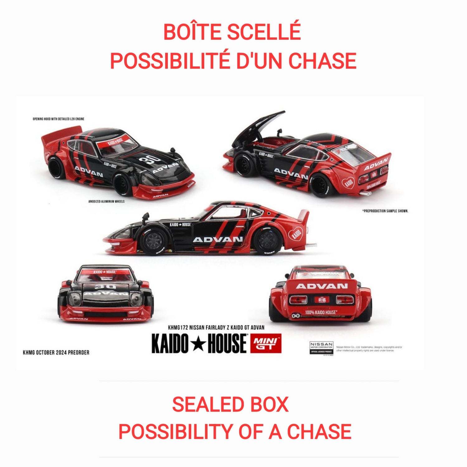 Kaido House x Mini GT - Nissan Fairlady Z Kaido GT ADVAN – Black (KHMG172)