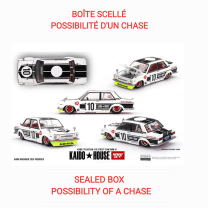 Kaido House x Mini GT - Datsun 510 Street Team XMM V1 - White (KHMG176)