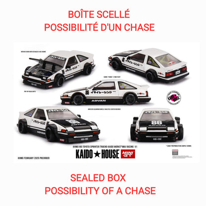 (Limit 1 per customer- 1 per customer ) Kaido House x Mini GT - Toyota AE86 Sprinter Trueno Kaido Street V1 - White  (KHMG180)