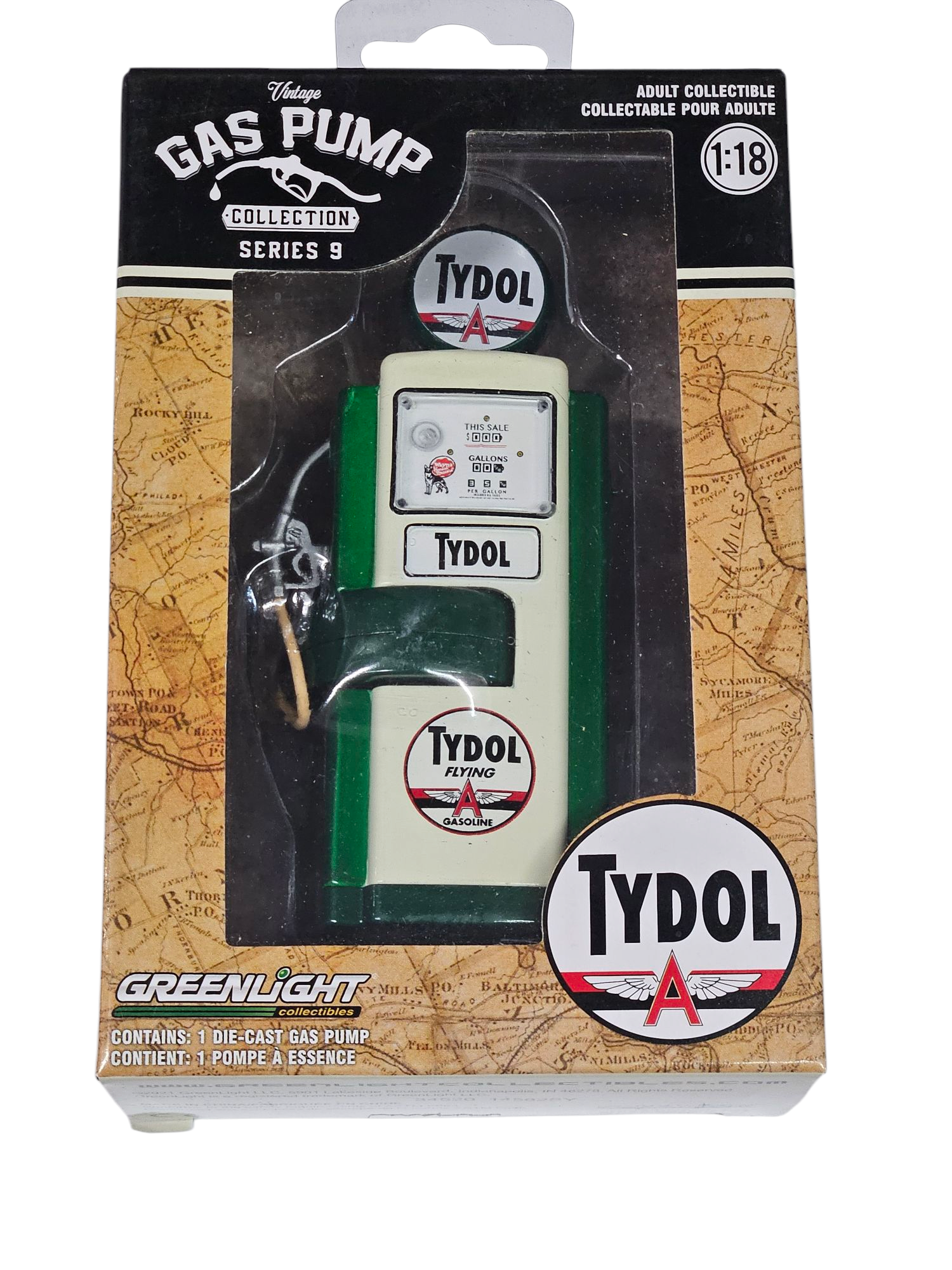 CHASE GREEN MACHINE- 1948 Wayne 100-A Gas Pump "Tydol Flying Gasoline"