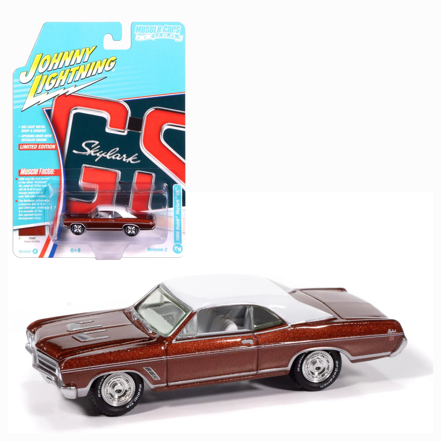 Johnny Lightning-1966 Buick Skylark GS in Riviera Red Poly (JLMC038-2)