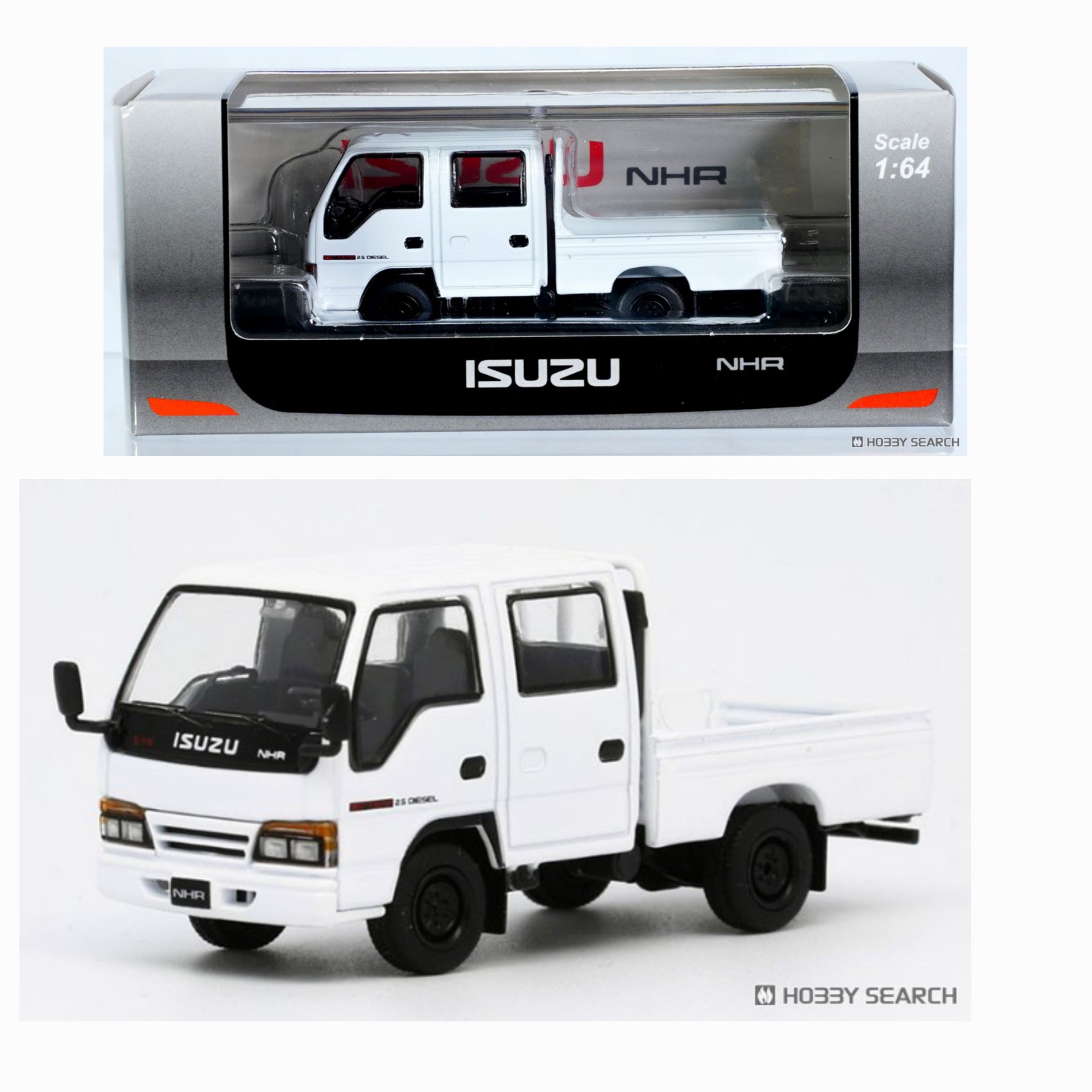 Model 1 1/64-Isuzu NHR 1987 White LHD with Canvas T66643 – Nice