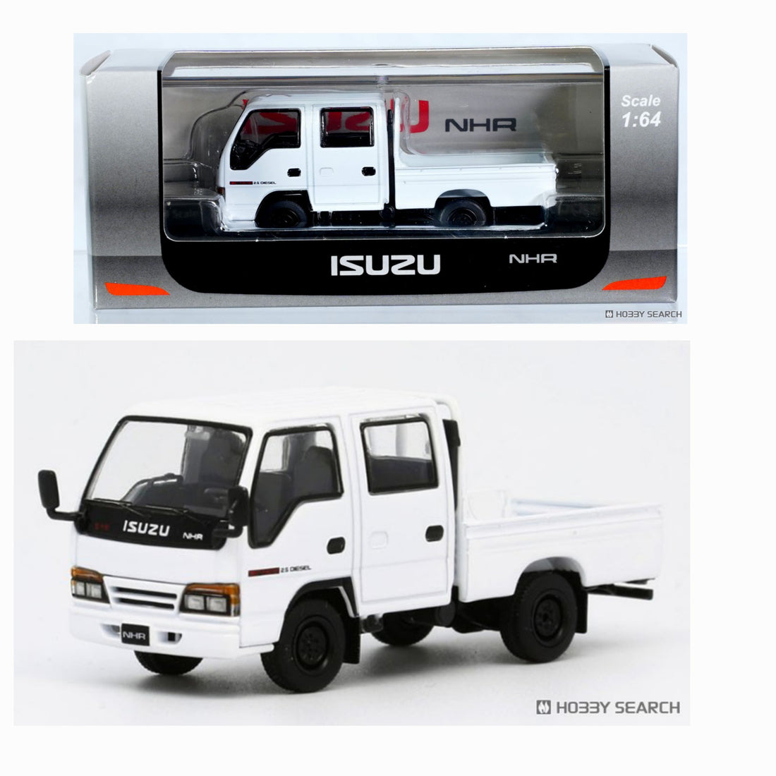 Model 1 1/64-Isuzu NHR 1987 White LHD with Canvas T66643