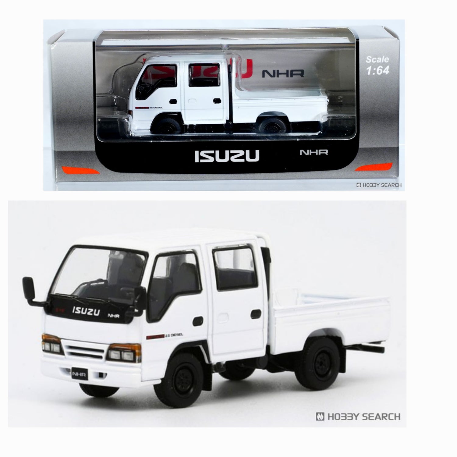 Model 1 1/64-Isuzu NHR 1987 White LHD with Canvas T66643
