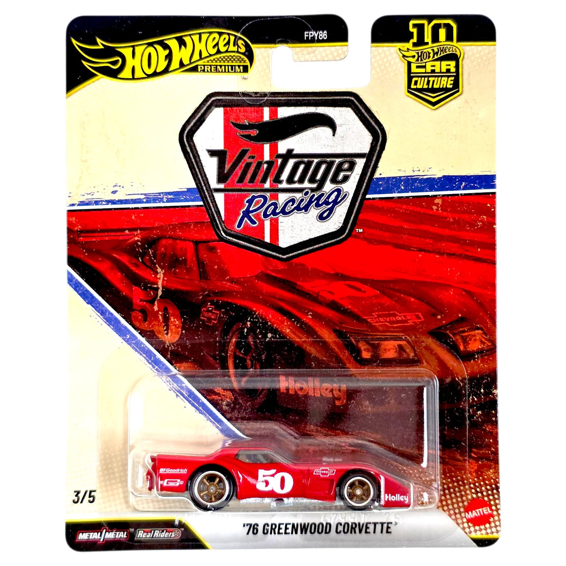 3/5 ’76 Greenwood Corvette - Hot Wheels 1:64 Car Culture 2026 T Case Vintage Racing Assortiment - JKF24