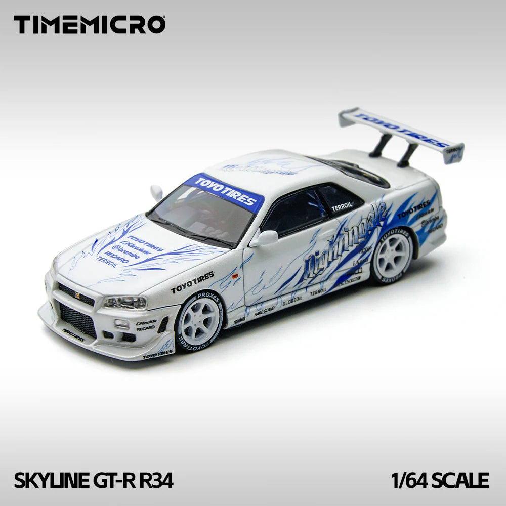 TimeMicro 1/64-Nissan Skyline GTR R34 White/Blue TM800503