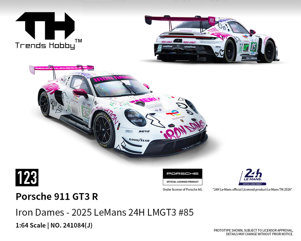 (PRE-ORDER 2026) Trends Hobby 1/64-Porsche 911 GT3 R Iron Dames 2025 Le Mans 24H LMGT3 