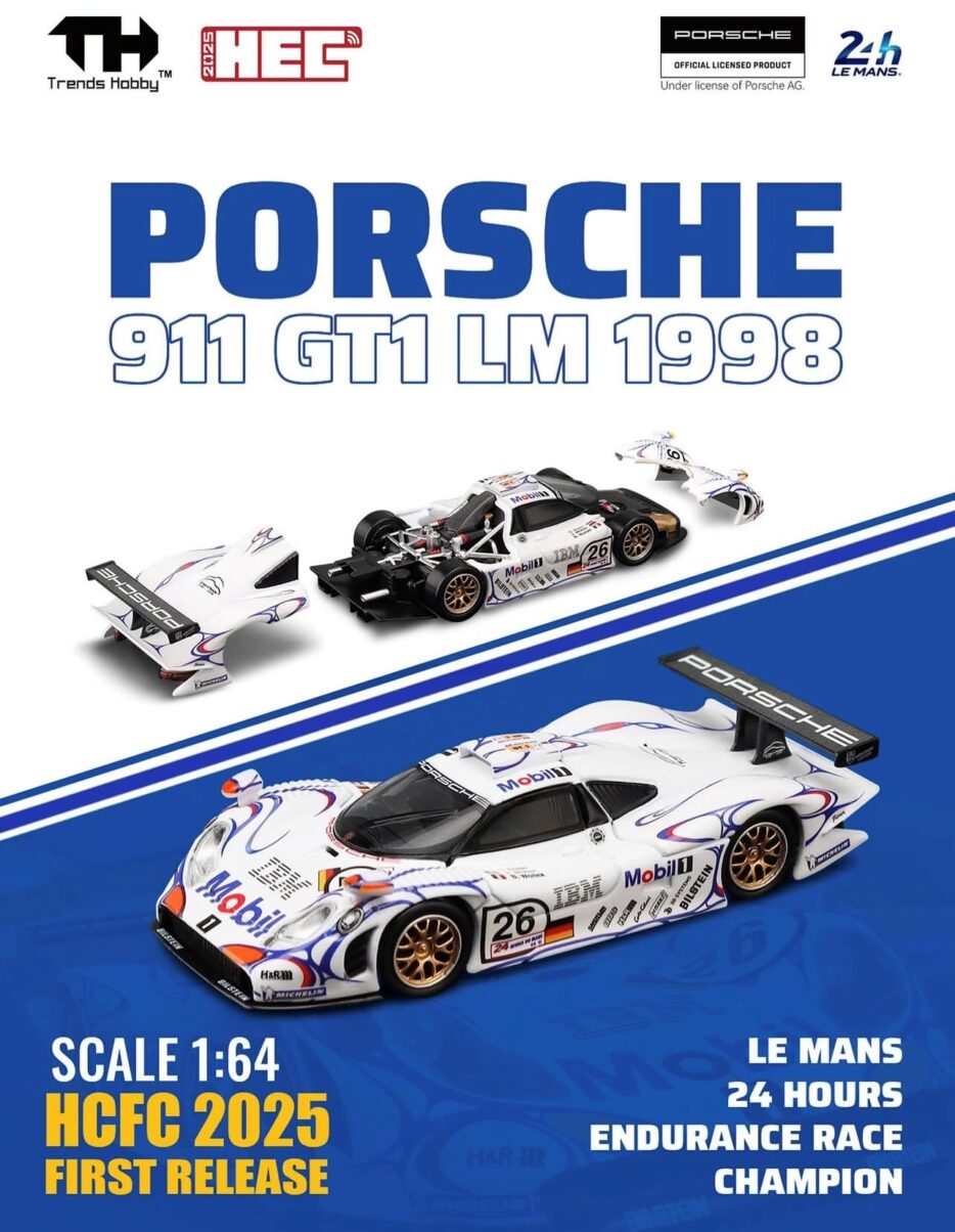 (PRE-ORDER 2026) Trends Hobby 1/64-Porsche 911 GT1 Mobil 1 Le Mans 1998 (241085-B)