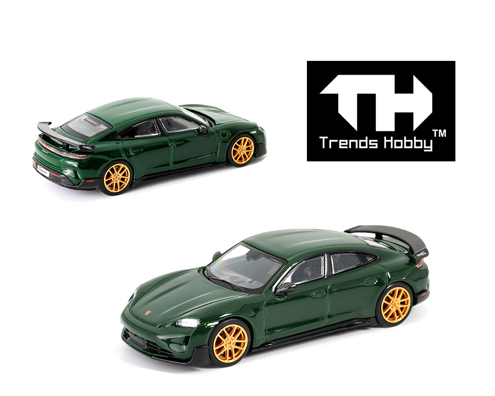 (PRE-ORDER 2026) Trends Hobby 1/64-Porsche Taycan Turbo GT – Green 241087-C