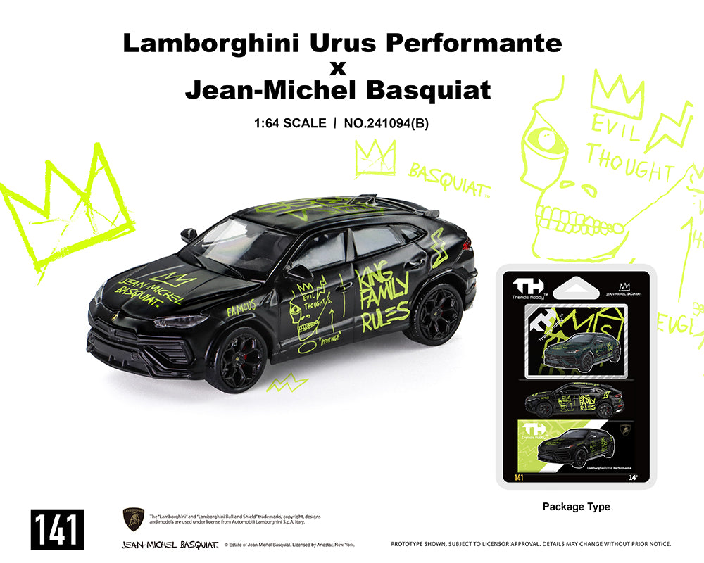 (PRE-ORDER 2026) Lamborghini Urus Performante x Jean-Michel Basquiat noir mat - Trends Hobby 1:64 - 241094-B