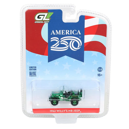 CHASE CAR – GreenLight 1:64 1942 Willys MB Jeep America 250 Edition – Anniversary Collection Series 18 – GL28180-C-CHASE