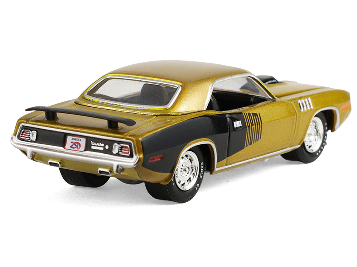 Plymouth Hemi ’Cuda 1971 or métallisé avec accents noirs America 250 Edition Anniversary Collection Series 18 GreenLight 1:64 – GL28180-D