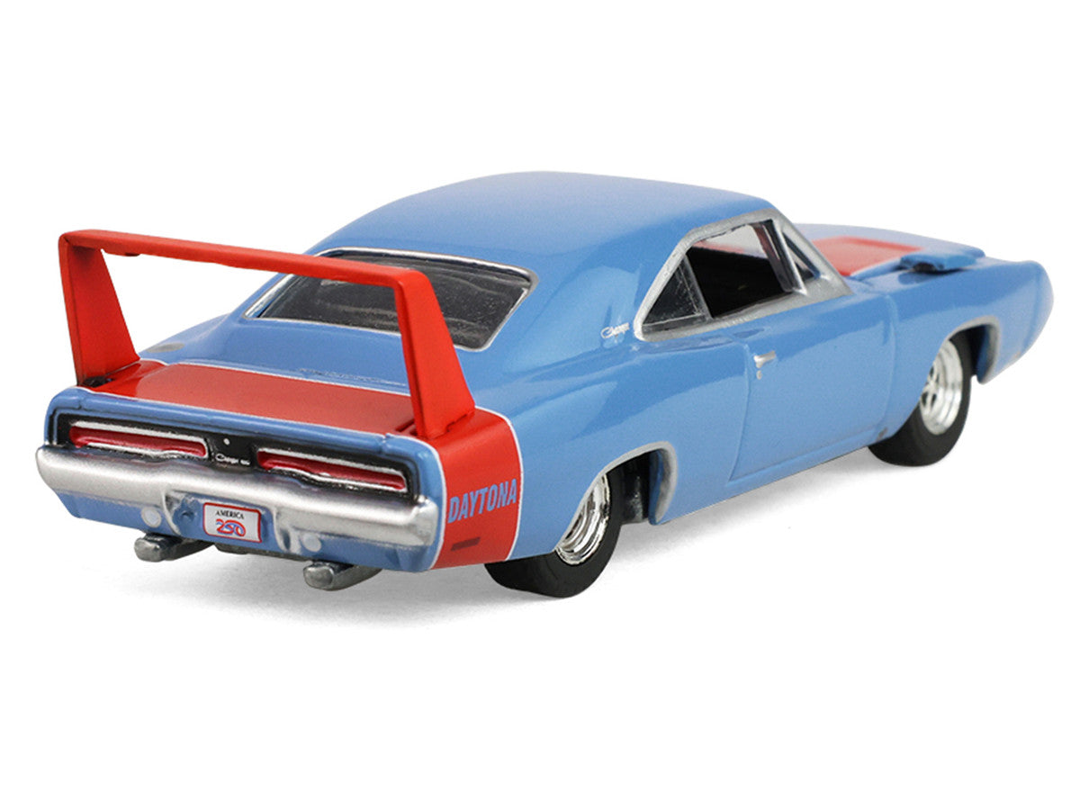 Dodge Charger Daytona 1969 bleu avec bandes rouges America 250 Edition Anniversary Collection Series 18 GreenLight 1:64 – GL28180-F
