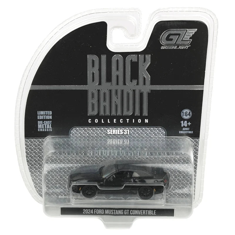 GreenLight 1:64 Ford Mustang GT Convertible 2024 Noir – Black Bandit Series 31 – GL28190-B