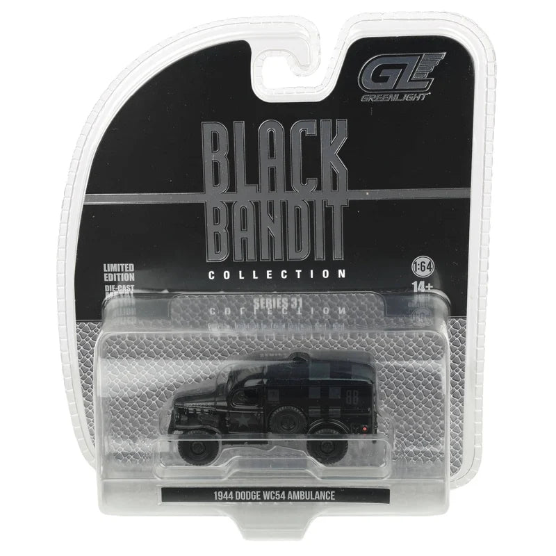 GreenLight 1:64 Dodge WC54 Ambulance Noir – Black Bandit Series 31 – GL28190-C