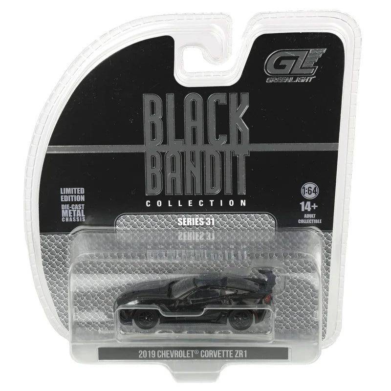 GreenLight 1:64 Chevrolet Corvette ZR1 Hard Top 2019 Noir – Black Bandit Series 31 – GL28190-E