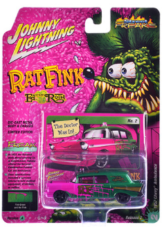 Johnny Lightning-1957 Chevy Ambulance Rat Fink-(Green Metallic) JLSF031-2