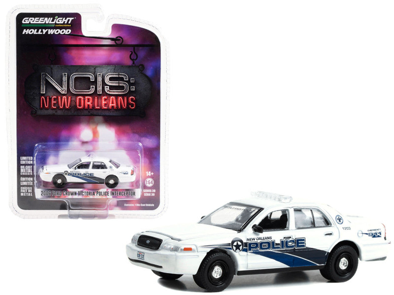 2006 Ford Crown Victoria Police Interceptor White "New Orleans Police" "NCIS: New Orleans" (2014-2021)