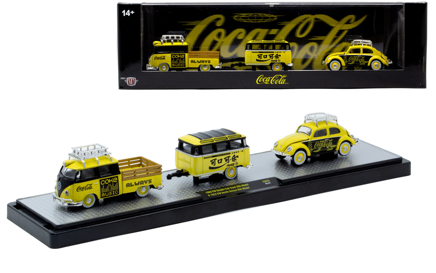 M2 Machines- 1960 VW Double Cab Truck USA Model &amp; 1953 VW Beetle Deluxe USA Model – Coca-Cola (56000-TW43C)