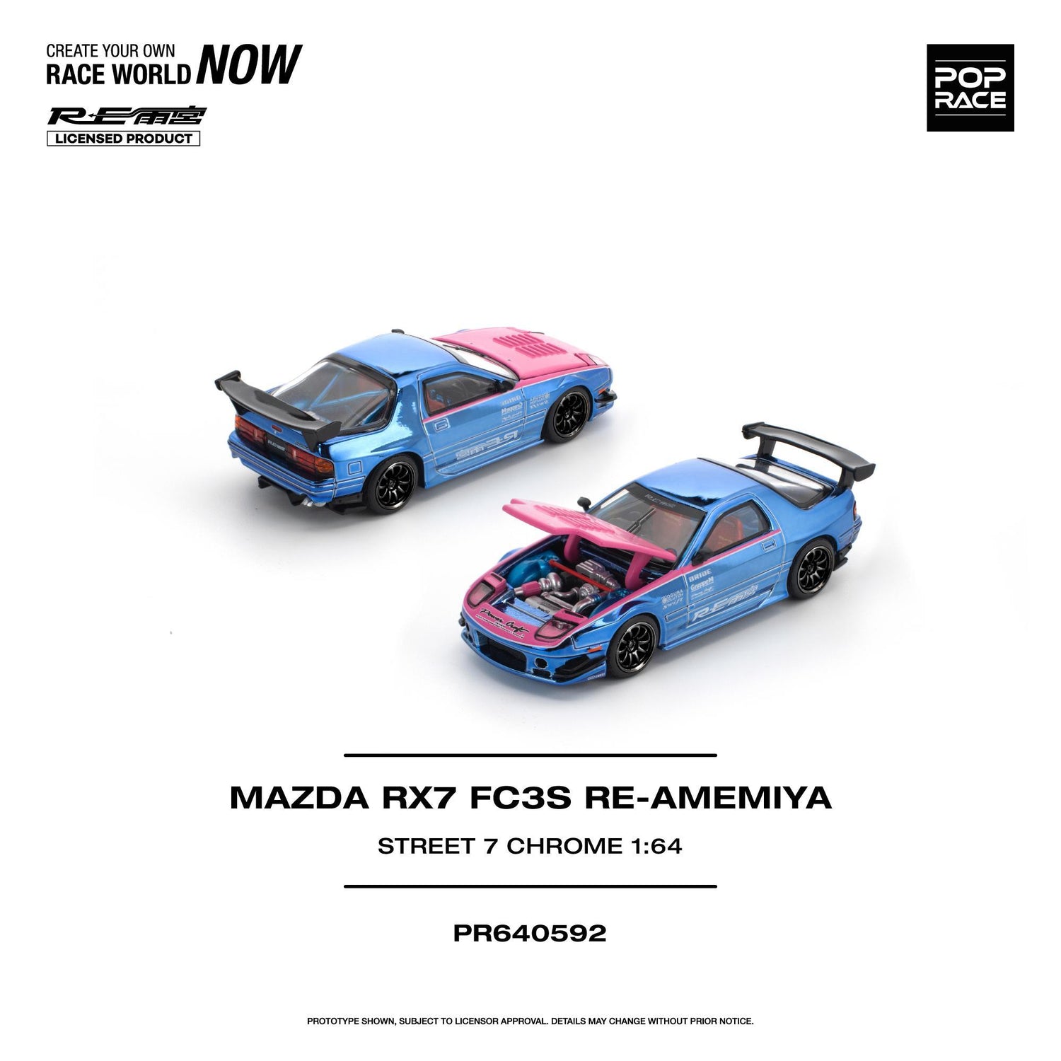 (PRE-ORDER 2026) Mazda RX-7 FC3S RE-Amemiya Street chrome – POPRACE 1:64 PR640592