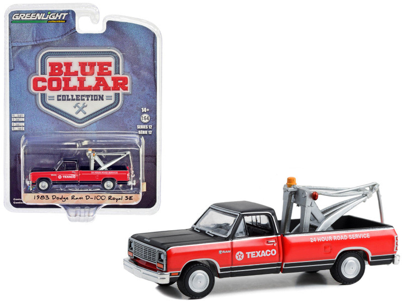 1983 Dodge Ram D-100 Royal SE Tow Truck Black and Red "Texaco - 24 Hour Service"