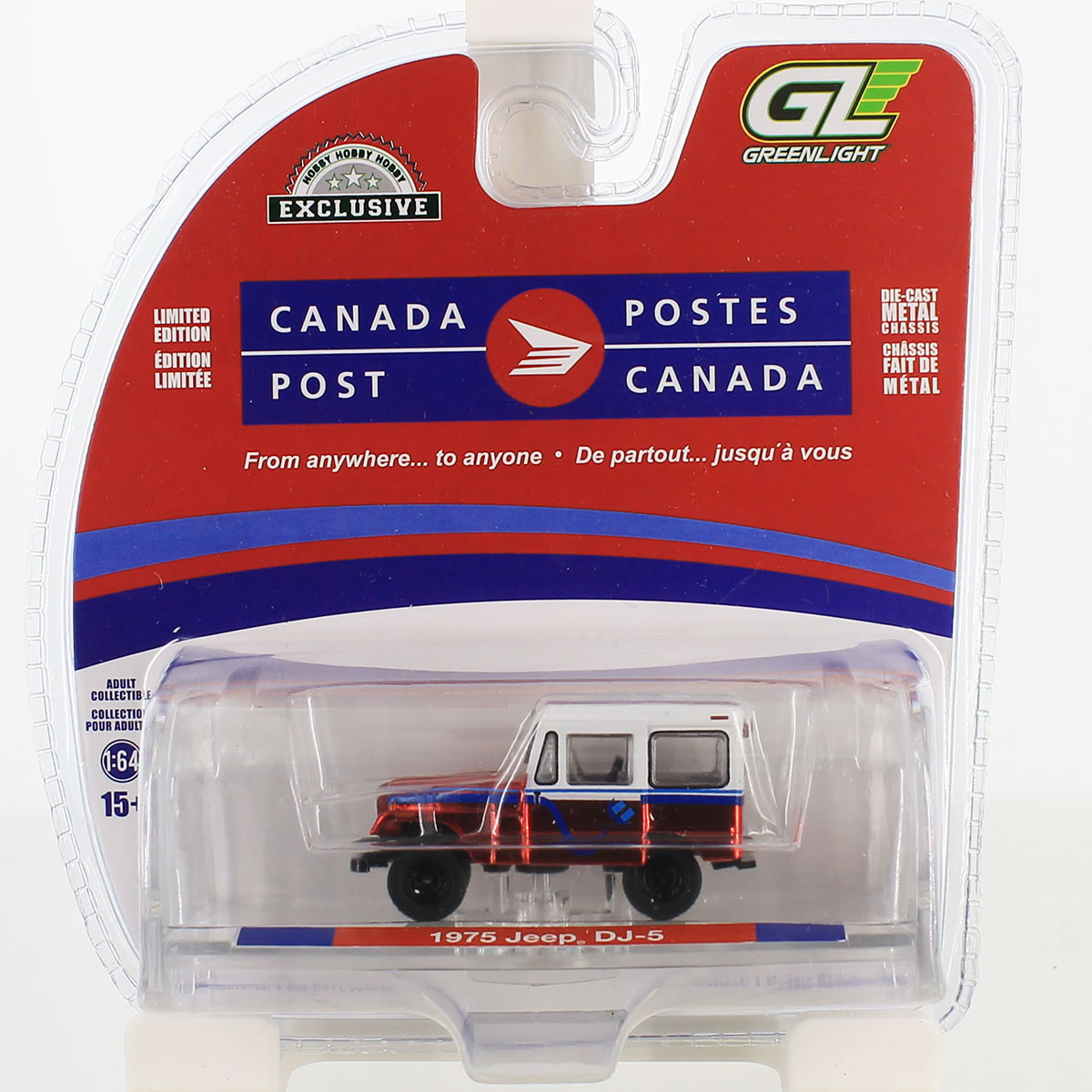 CHASE CAR GreenLight Hobby Exclusive Postes Canada Jeep DJ-5E Electruck 1975 1:64 GL30083-CHASE
