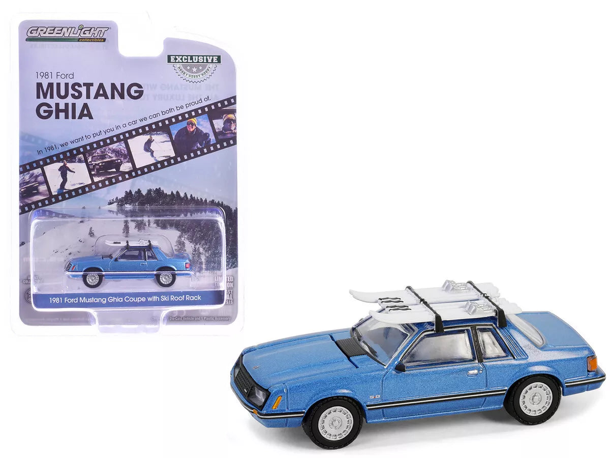 1981 Ford Mustang Ghia Coupe Blue W/Ski Roof Rack (1 par client-1 per client)