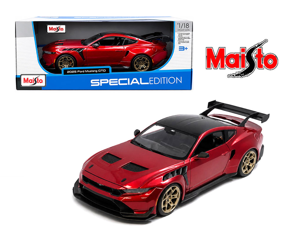 Maisto 1:18 2025 Ford Mustang GTD – Rouge métallisé – Special Edition – 31468RD