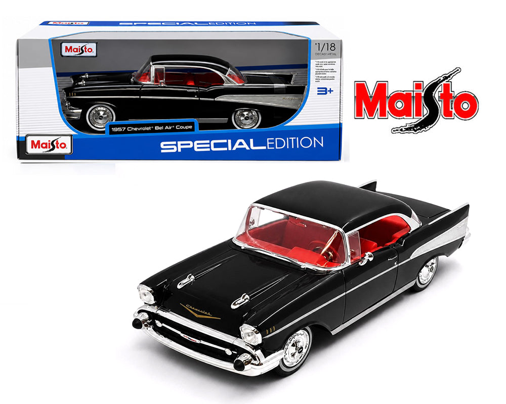 Maisto 1:18 1957 Chevrolet Bel Air Coupe – Black – Special Edition – 31477BK