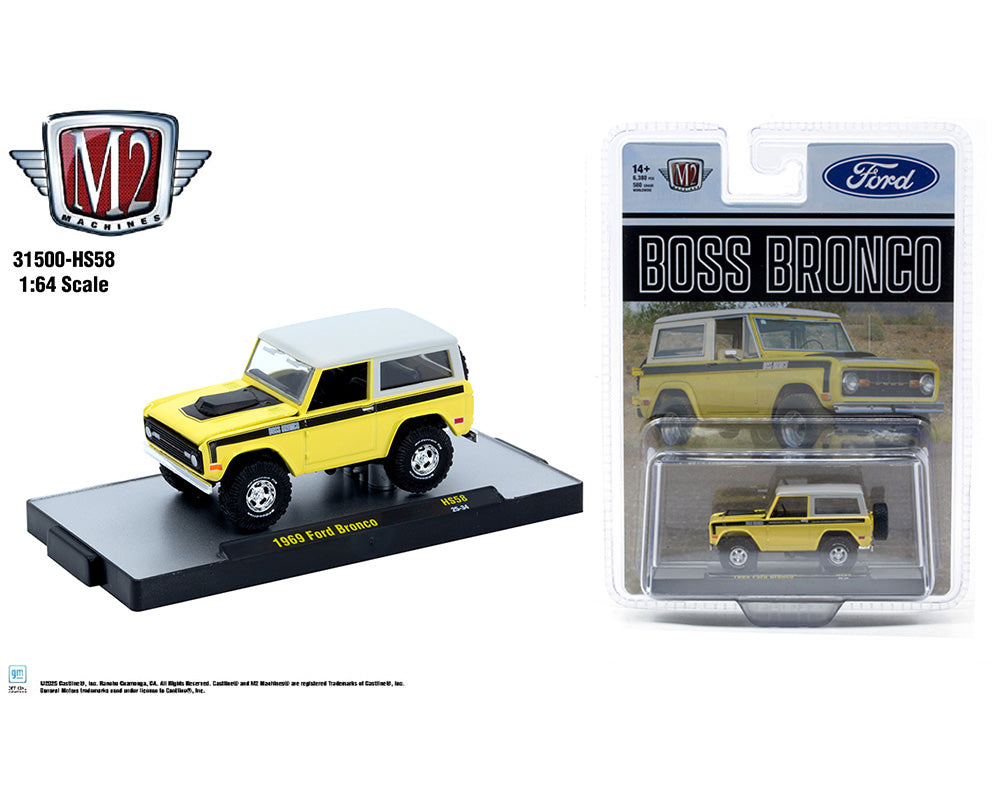 1969 Ford Boss Bronco Yellow-(M2 Machines-Hobby Exclusive) 31500-HS58