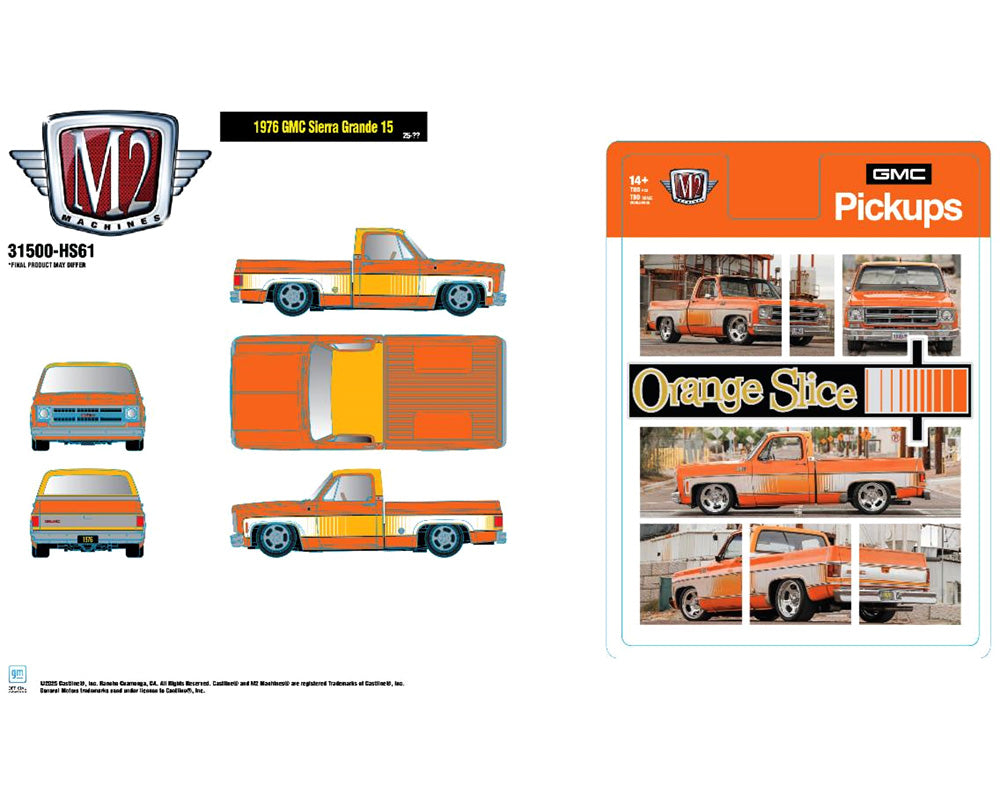1976 GMC Sierra Grande “Orange Slice” -(M2 Machines-Hobby Exclusive) 31500-HS61