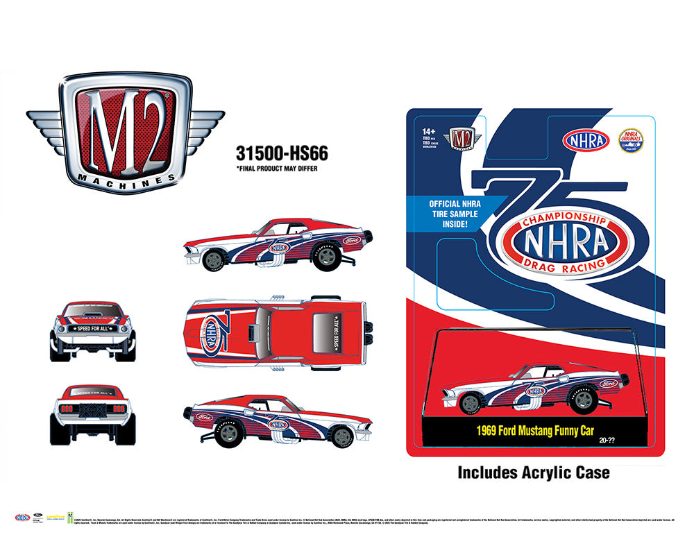 M2 Machines-1969 Ford Mustang Funny Car 75th Anniversary of NHRA – Hobby Exclusive 31500-HS66