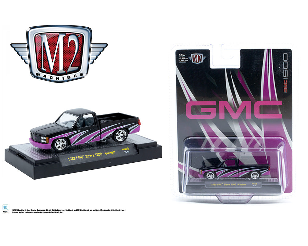 M2 Machines-1989 GMC Sierra 1500 – Custom Black Pink – Hobby Exclusive 31500-HS68
