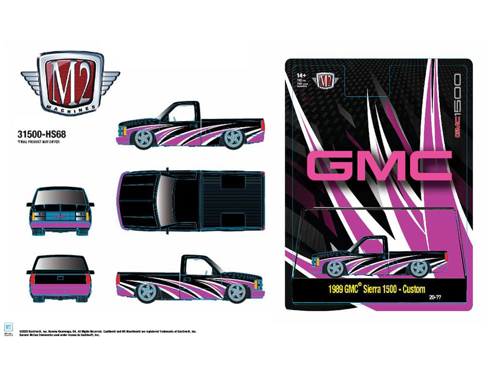 M2 Machines-1989 GMC Sierra 1500 – Custom Black Pink – Hobby Exclusive 31500-HS68