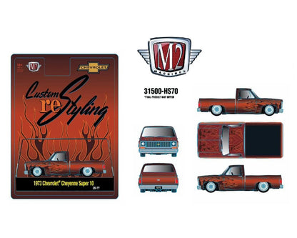 1973 Chevrolet Cheyenne Super 10 Custom Re Styling – Brown w/ Flames  (M2 Machines 31500-HS70)