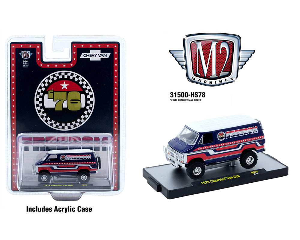 M2 Machines 1:64 1976 Chevrolet Van “FREEDOM EDDITION” – Red- Hobby Exclusive