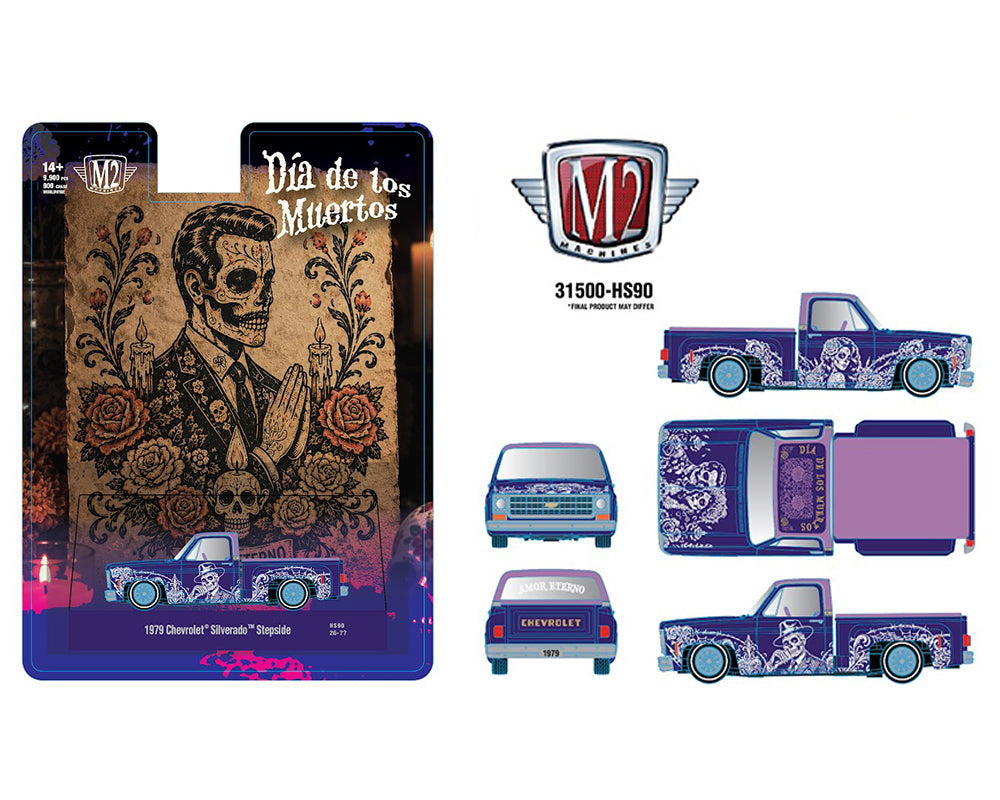 (PRE-ORDER 2026) M2 Machines 1:64 1964 Chevrolet Impala SS 409 Convertible “Dia De Los Muertos” – Purple – Hobby Exclusive