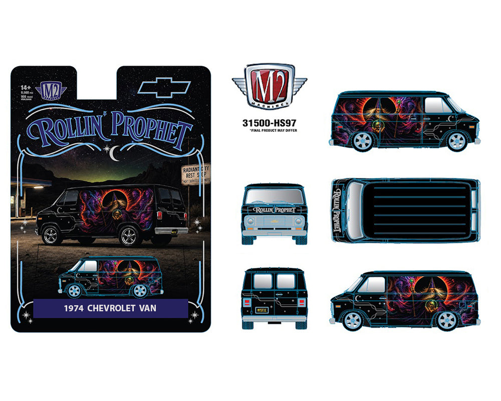 (PRE-ORDER 2026/2027) M2 Machines 1:64 1974 Chevrolet Van Rollin Prophet – Special Edition – Hobby Exclusive – 31500-HS97
