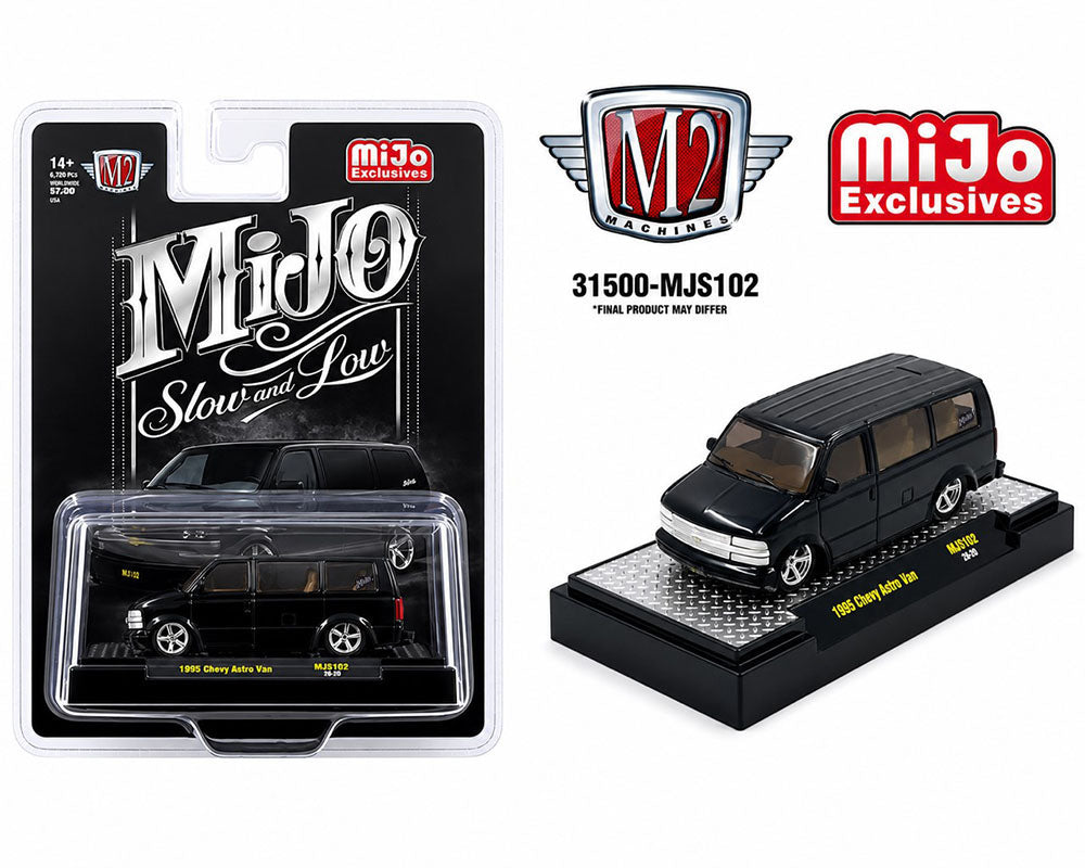 (PRE-ORDER 2026) M2 Machines 1:64-1995 Chevrolet Astro Van Custom Slow Low – Black 31500-MJS102