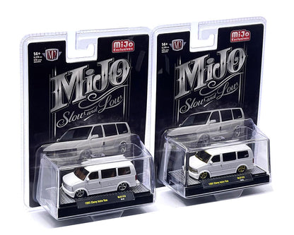 (PRE-ORDER 2026) M2 Machines 1:64-1995 Chevrolet Astro Van Custom Slow Low – White 31500-MJS103
